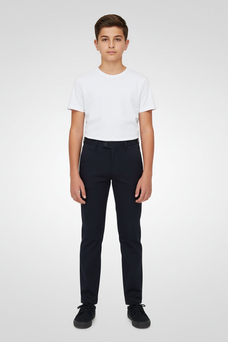 HUGO BOSS Boss Kids Boy Plain Chino Pants, Navy - Image 1
